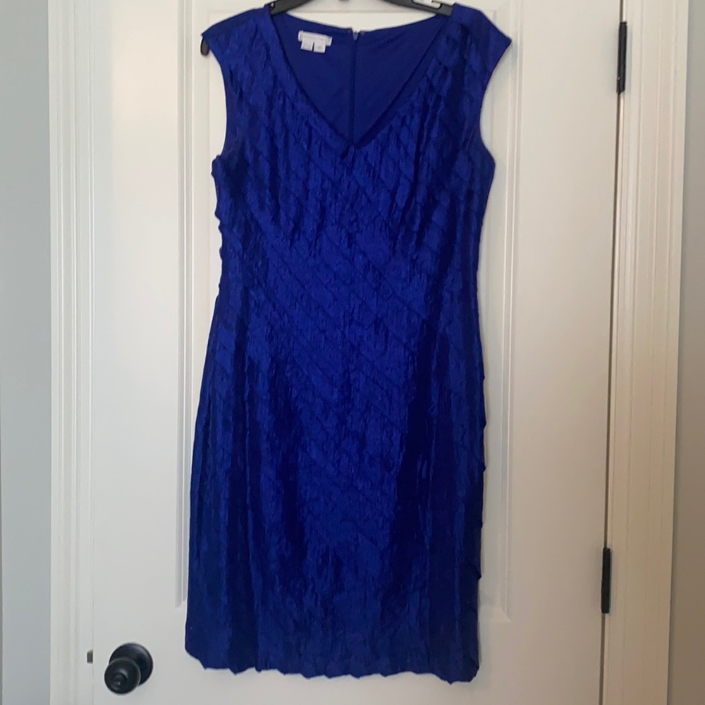 Blue pleated detail dress